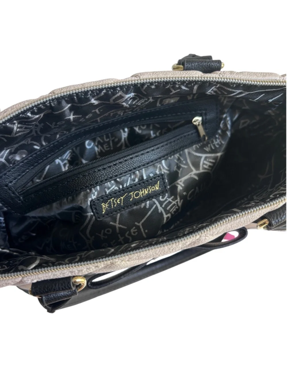 NWT Betsey Johnson Be Mine Dome Satchel Bag Bone & Black BB17000